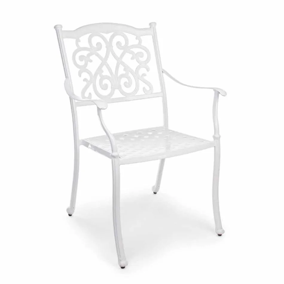 Silla apilable para exteriores en aluminio blanco o antracita, 4 piezas - Ode viadurini
