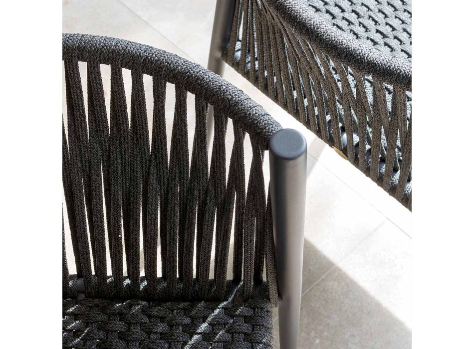 Silla apilable para exteriores en aluminio y cuerda Made in Italy - Nymeria viadurini