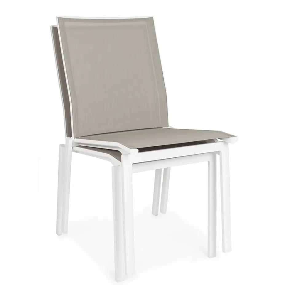 Silla de exterior apilable en aluminio y textileno, Homemotion 4 piezas - Serge viadurini