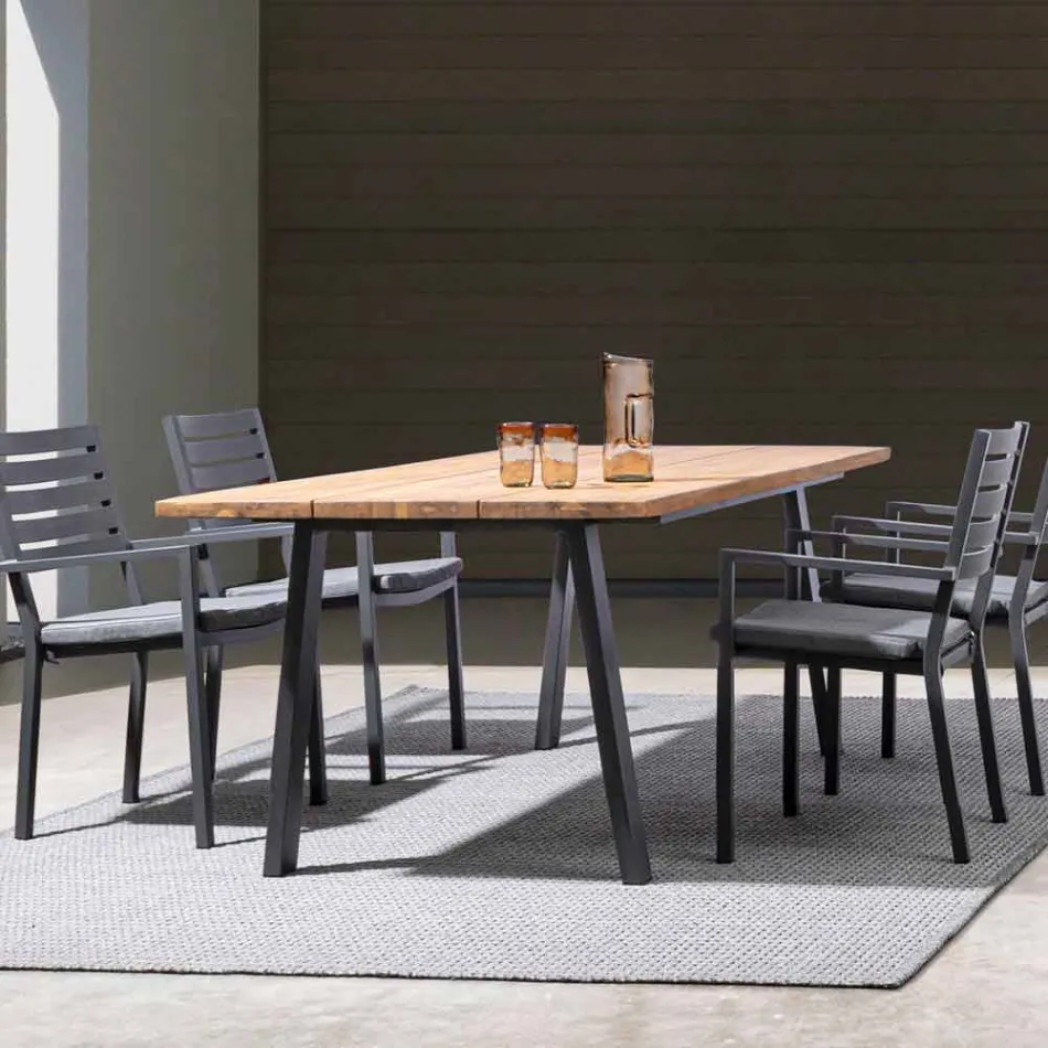 Silla de exterior apilable de aluminio Homemotion, 4 piezas - Carina viadurini