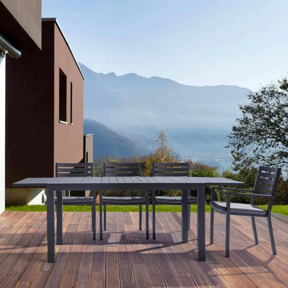 Silla de exterior apilable de aluminio Homemotion, 4 piezas - Carina viadurini