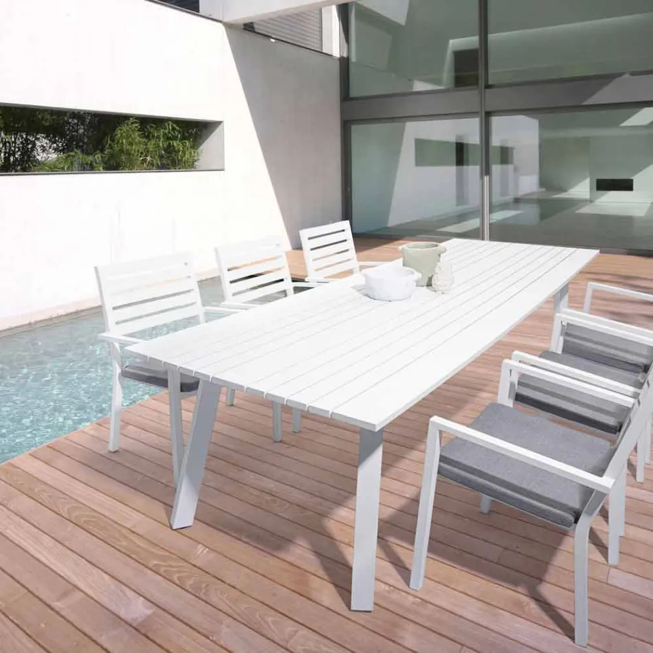 Silla de exterior apilable de aluminio Homemotion, 4 piezas - Carina viadurini