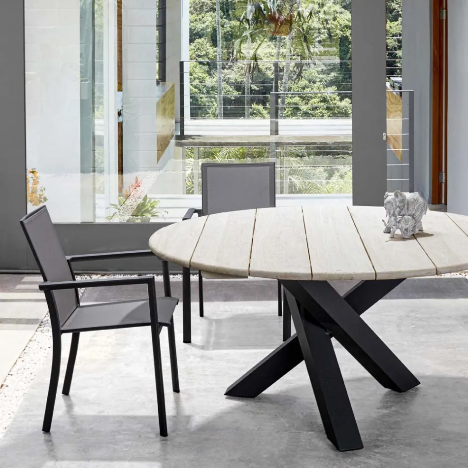 Silla de exterior apilable de aluminio pintado, Homemotion, 4 piezas - Vicki viadurini