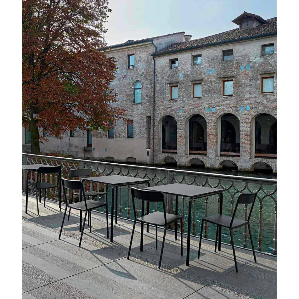 Silla apilable de metal para exterior Made in Italy, 4 piezas - Xylia viadurini