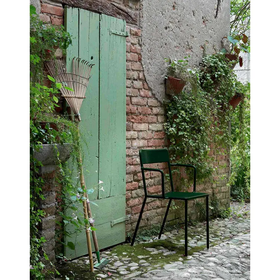 Silla apilable de metal para exterior Made in Italy, 4 piezas - Xylia viadurini