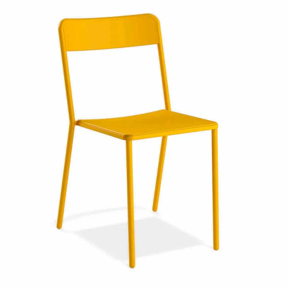 Silla apilable de metal para exterior Made in Italy, 4 piezas - Xylia viadurini