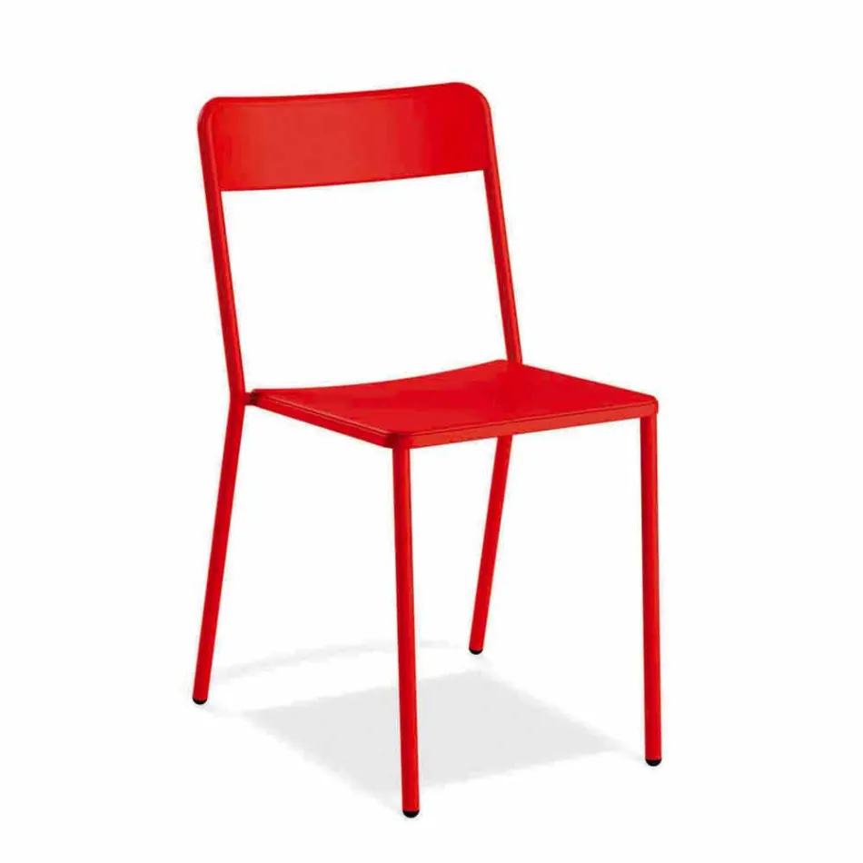 Silla apilable de metal para exterior Made in Italy, 4 piezas - Xylia viadurini