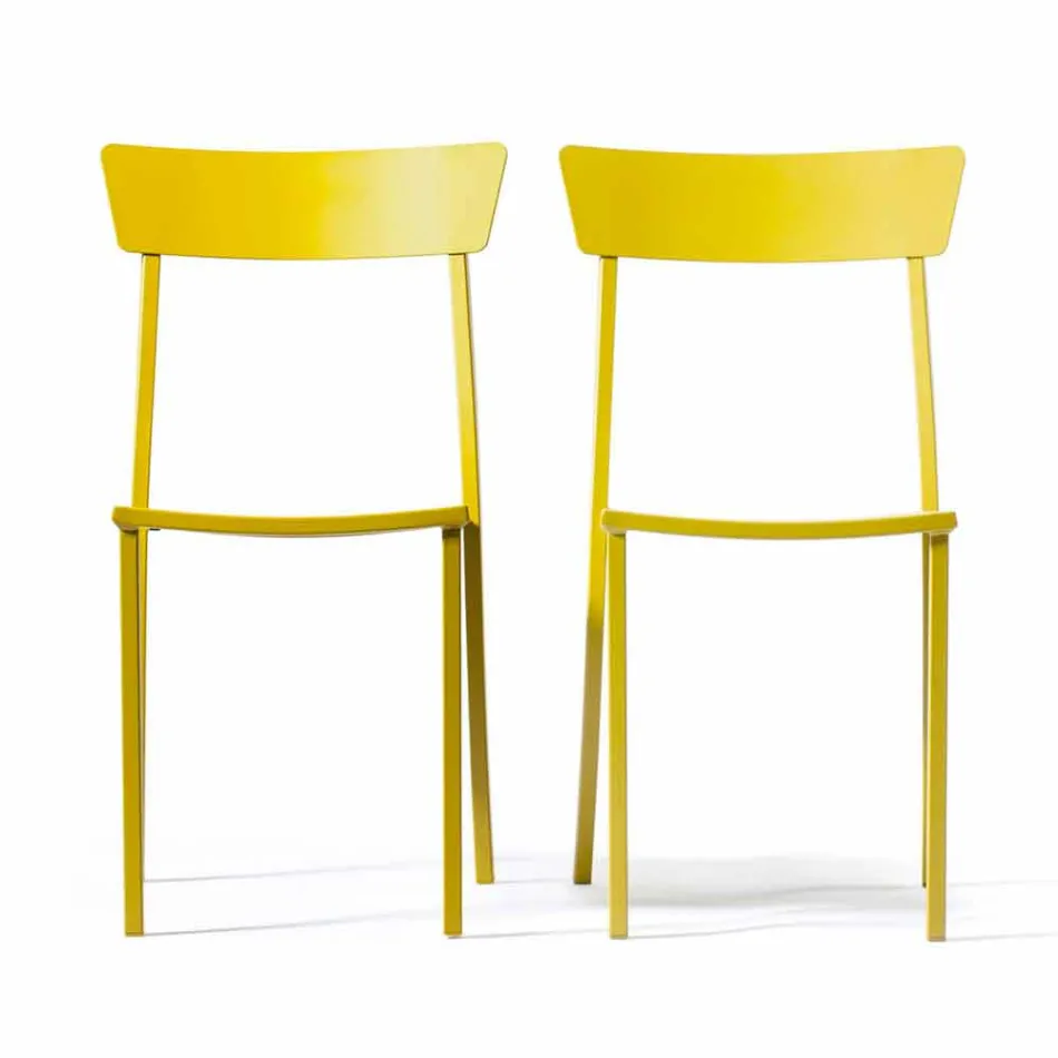 Silla apilable de exterior en metal pintado Made in Italy, 4 piezas - Tul viadurini