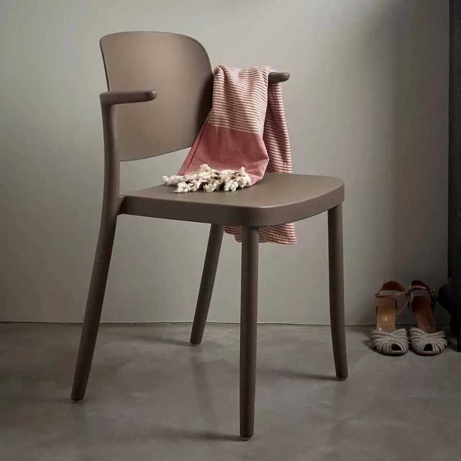 Silla apilable de exterior en polipropileno Made in Italy, 4 piezas - Bertina viadurini