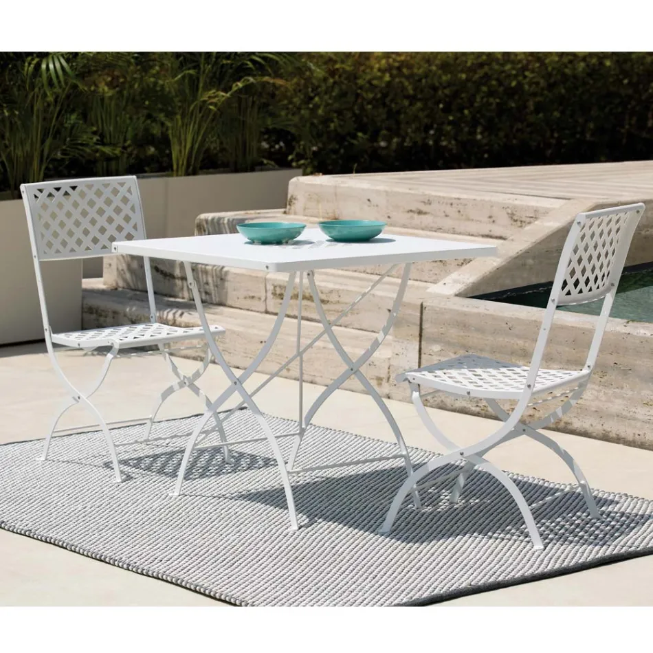 Silla de exterior plegable en acero galvanizado Made in Italy 2 piezas - Selvaggia viadurini