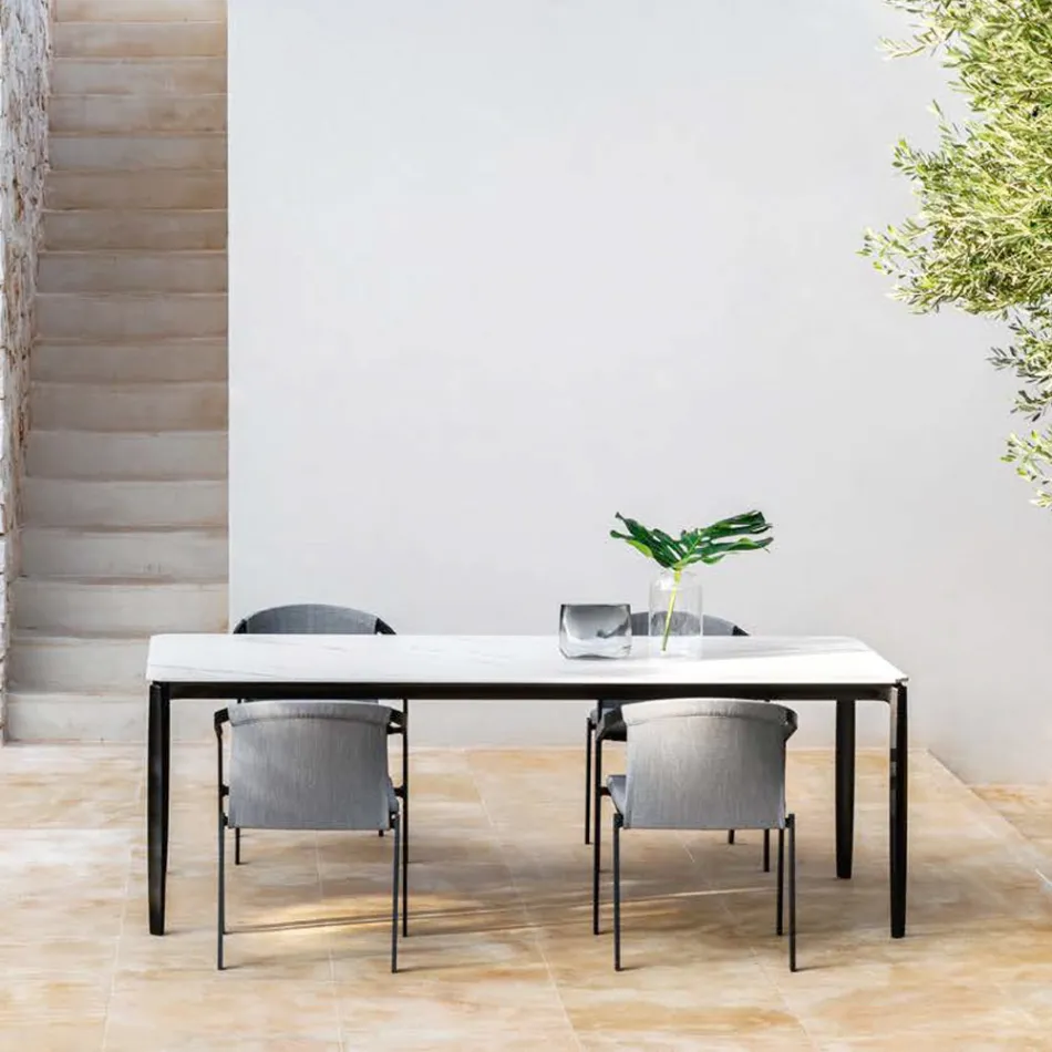 Silla de exterior de aluminio con o sin cojín, alta calidad, 4 piezas - Filomena viadurini