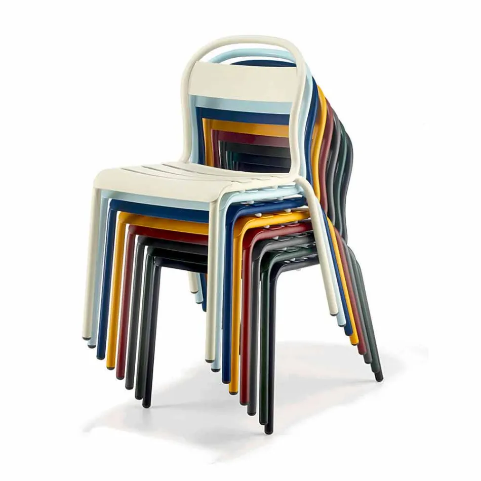 Silla apilable de aluminio para exterior Made in Italy, 4 piezas - Ulyssa viadurini