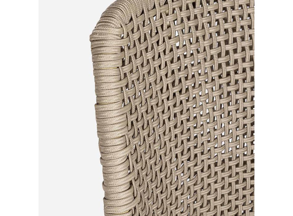 Silla de exterior en cuerda y tela con base de teca, Homemotion 2 piezas - Lesya viadurini