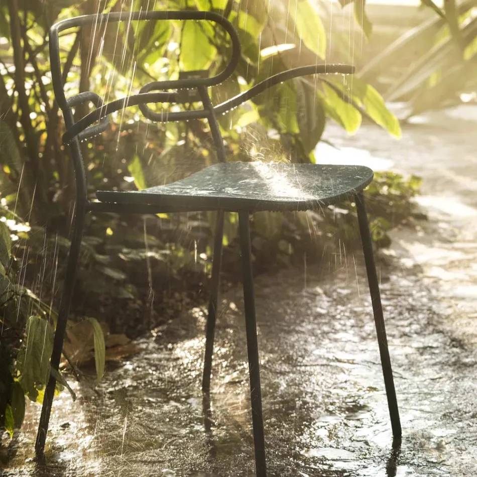 Silla de exterior en metal y poliuretano Made in Italy, 2 piezas - Trosa viadurini