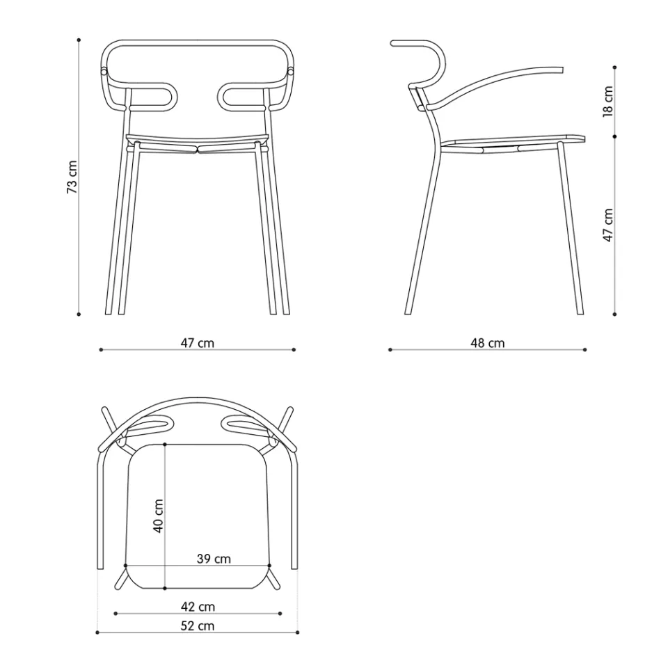 Silla de exterior en metal y poliuretano Made in Italy, 2 piezas - Trosa viadurini