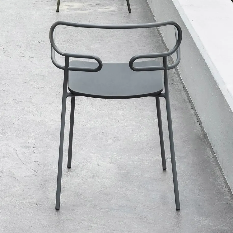 Silla de exterior en metal y poliuretano Made in Italy, 2 piezas - Trosa viadurini