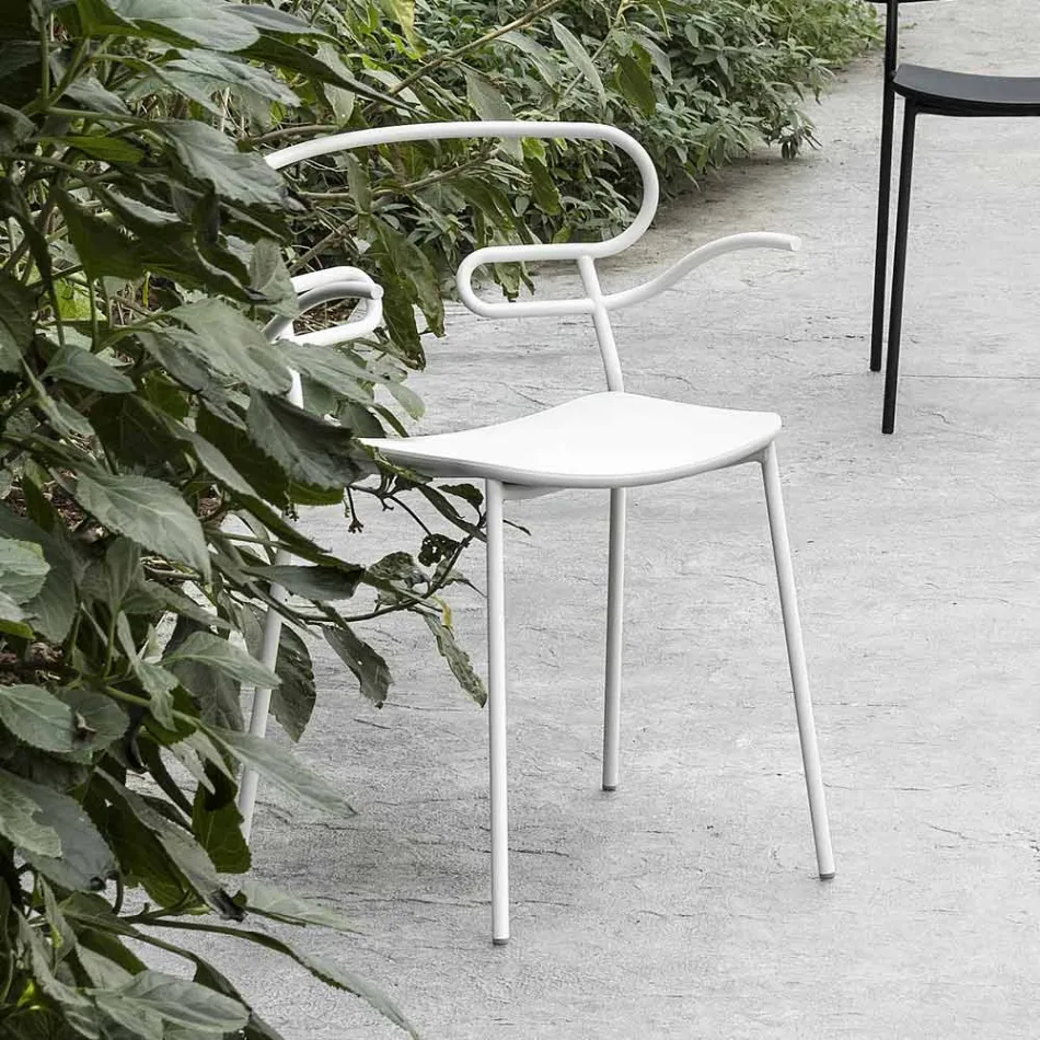 Silla de exterior en metal y poliuretano Made in Italy, 2 piezas - Trosa viadurini