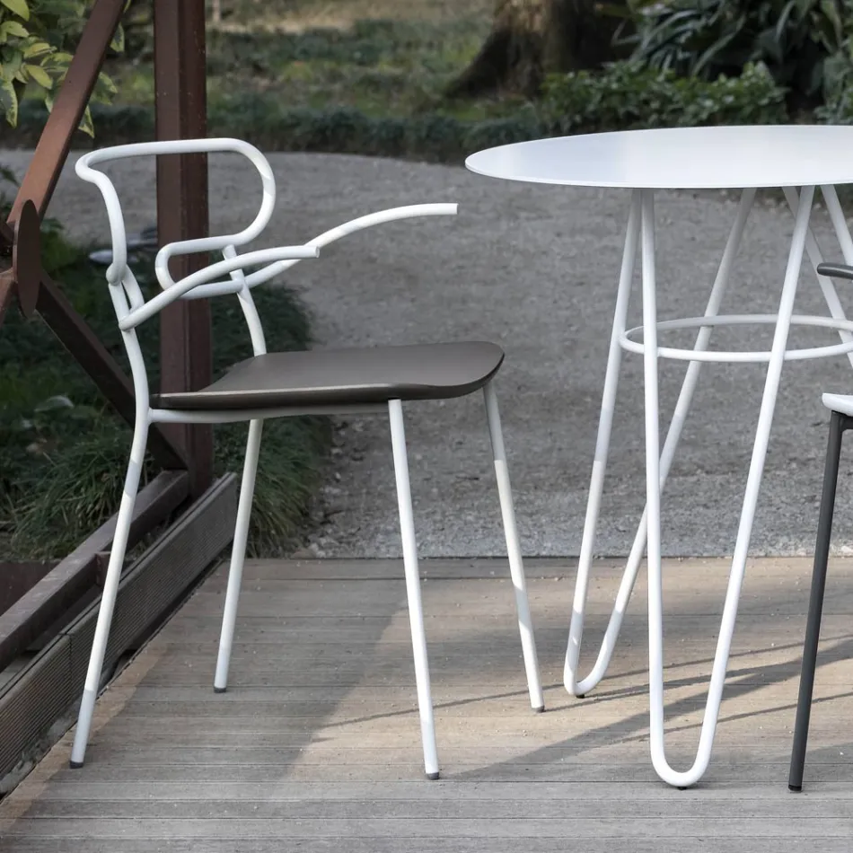 Silla de exterior en metal y poliuretano Made in Italy, 2 piezas - Trosa viadurini