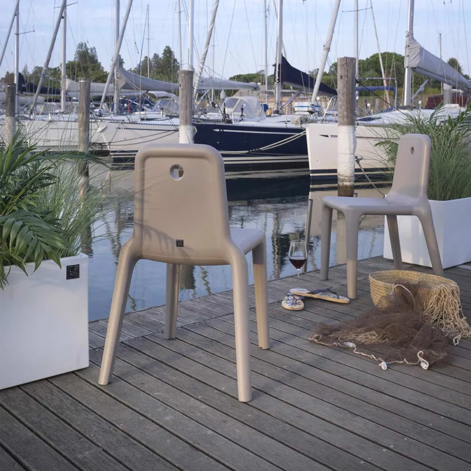 Silla de exterior en polietileno 7 colores Made in Italy 2 piezas - Ronnie viadurini