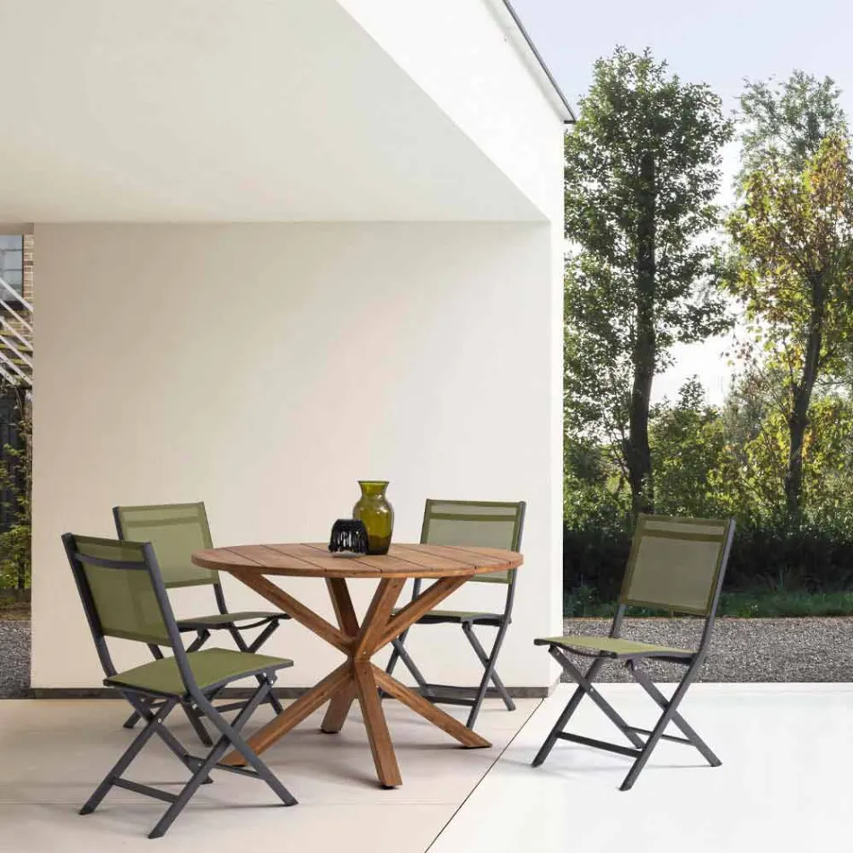 Silla plegable para exteriores en Textilene y Aluminio, 4 Piezas - Holly viadurini