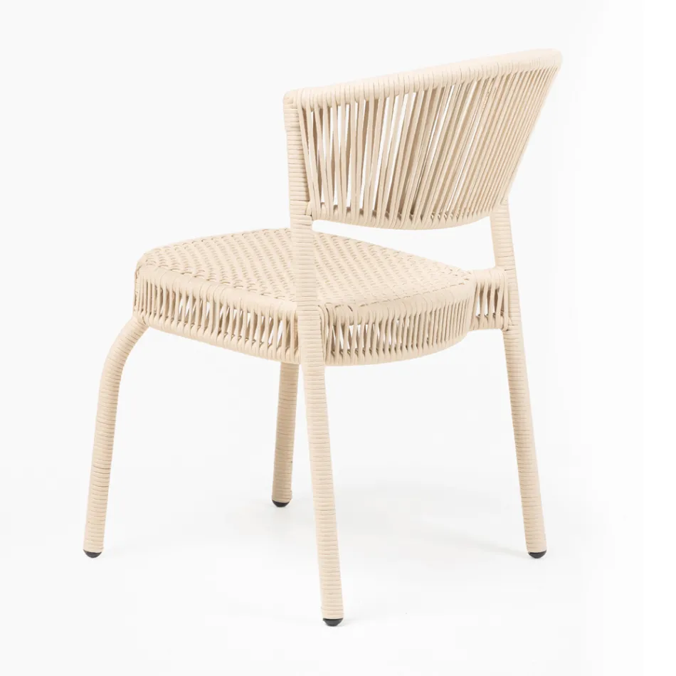 Silla de Jardín en Aluminio y Tejido de Cuerda - Algedi viadurini