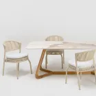 Silla de Jardín en Aluminio y Tejido de Cuerda - Algedi viadurini