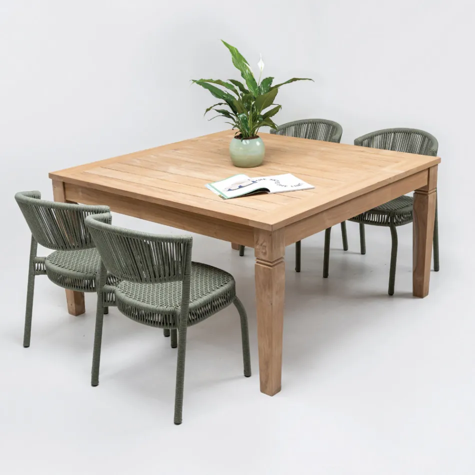 Silla de Jardín en Aluminio y Tejido de Cuerda - Algedi viadurini