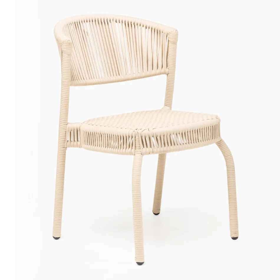 Silla de Jardín en Aluminio y Tejido de Cuerda - Algedi viadurini