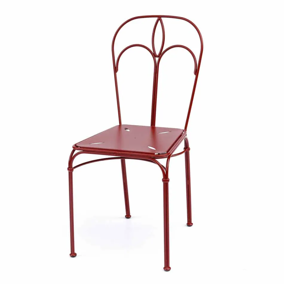 Silla de jardín de hierro rojo con cojín Made in Italy, 2 piezas - Ágata viadurini