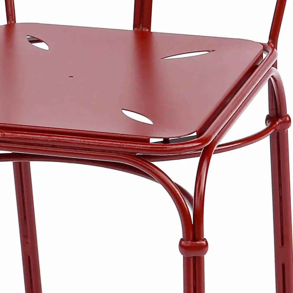 Silla de jardín de hierro rojo con cojín Made in Italy, 2 piezas - Ágata viadurini