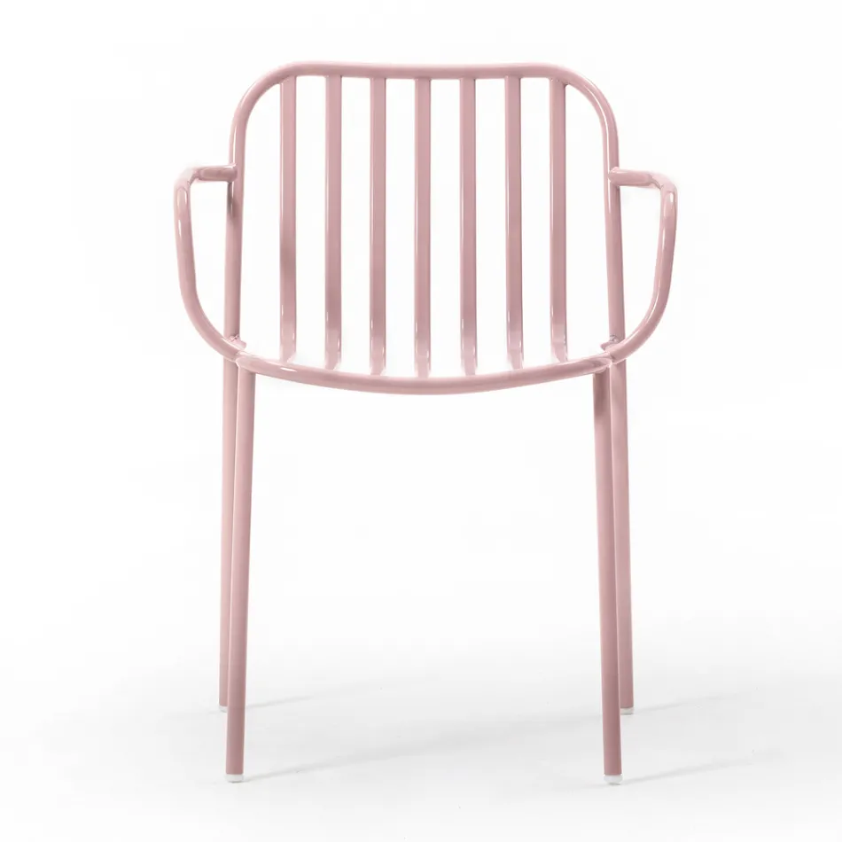 Silla de jardín de metal con reposabrazos Made in Italy 2 piezas - Simply viadurini