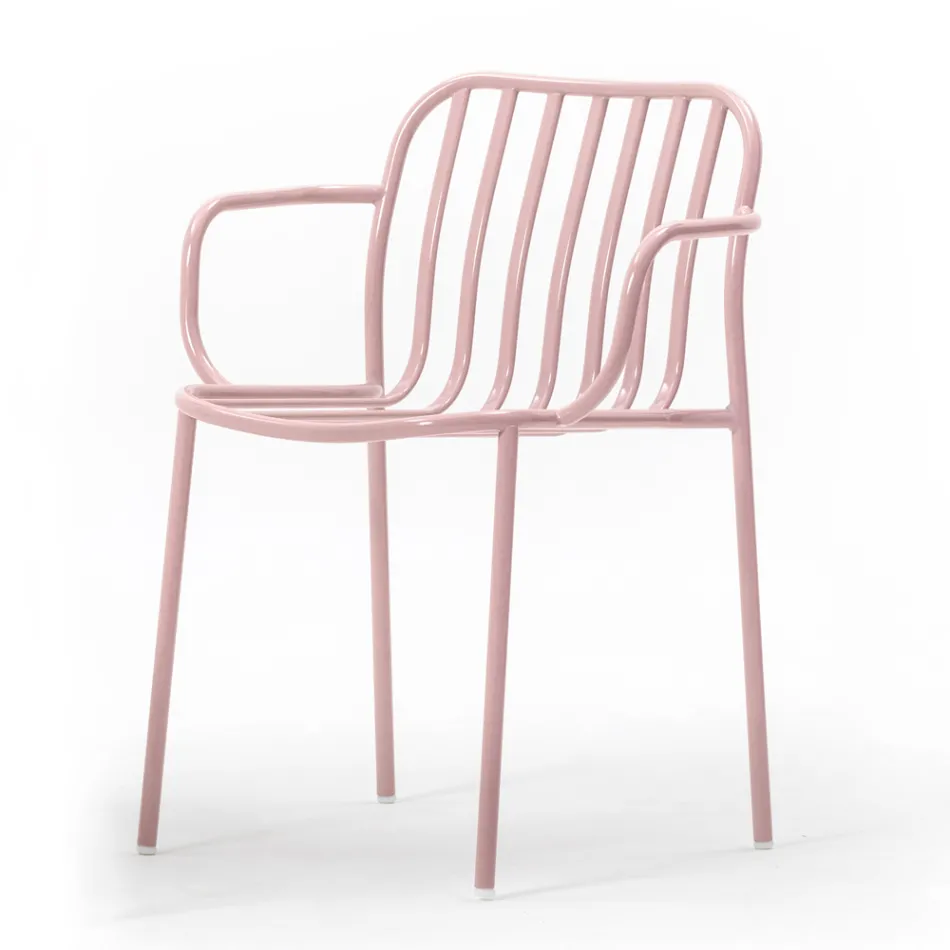 Silla de jardín de metal con reposabrazos Made in Italy 2 piezas - Simply viadurini