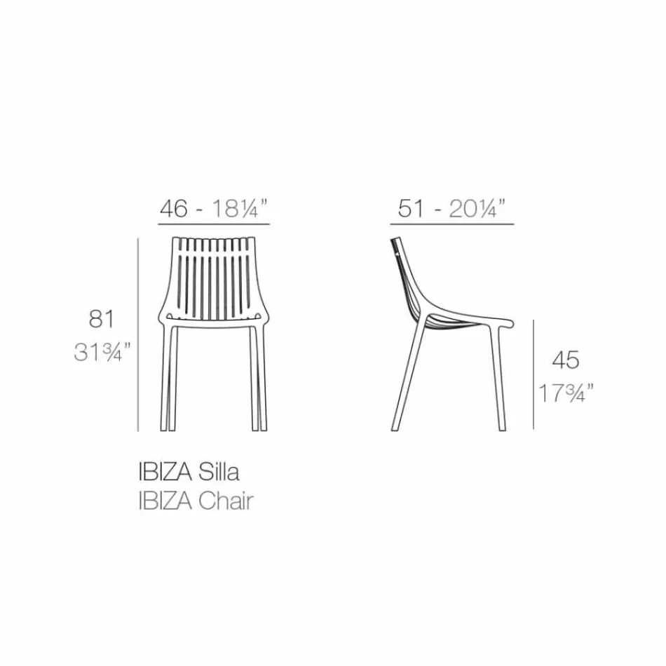 Silla de jardín apilable de plástico de colores 4 piezas - Ibiza by Vondom viadurini