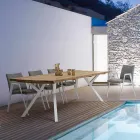 Silla de jardín moderna con reposabrazos en aluminio blanco Homemotion - Liliana viadurini