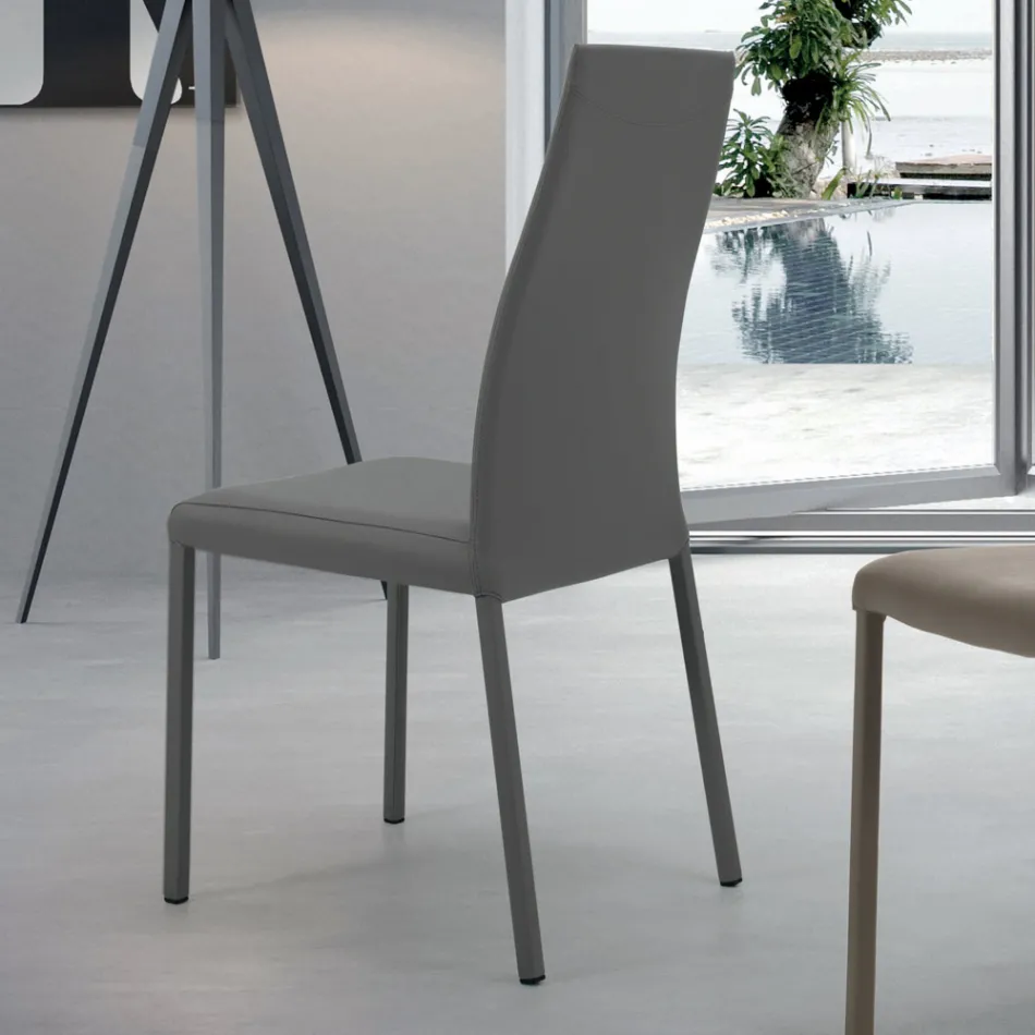 Silla de interior con estructura y asiento en acero revestido Made in Italy - Padua viadurini