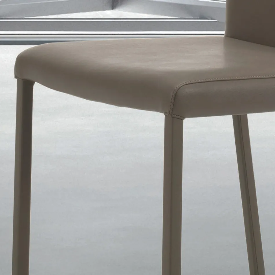 Silla de interior con estructura y asiento en acero revestido Made in Italy - Padua viadurini