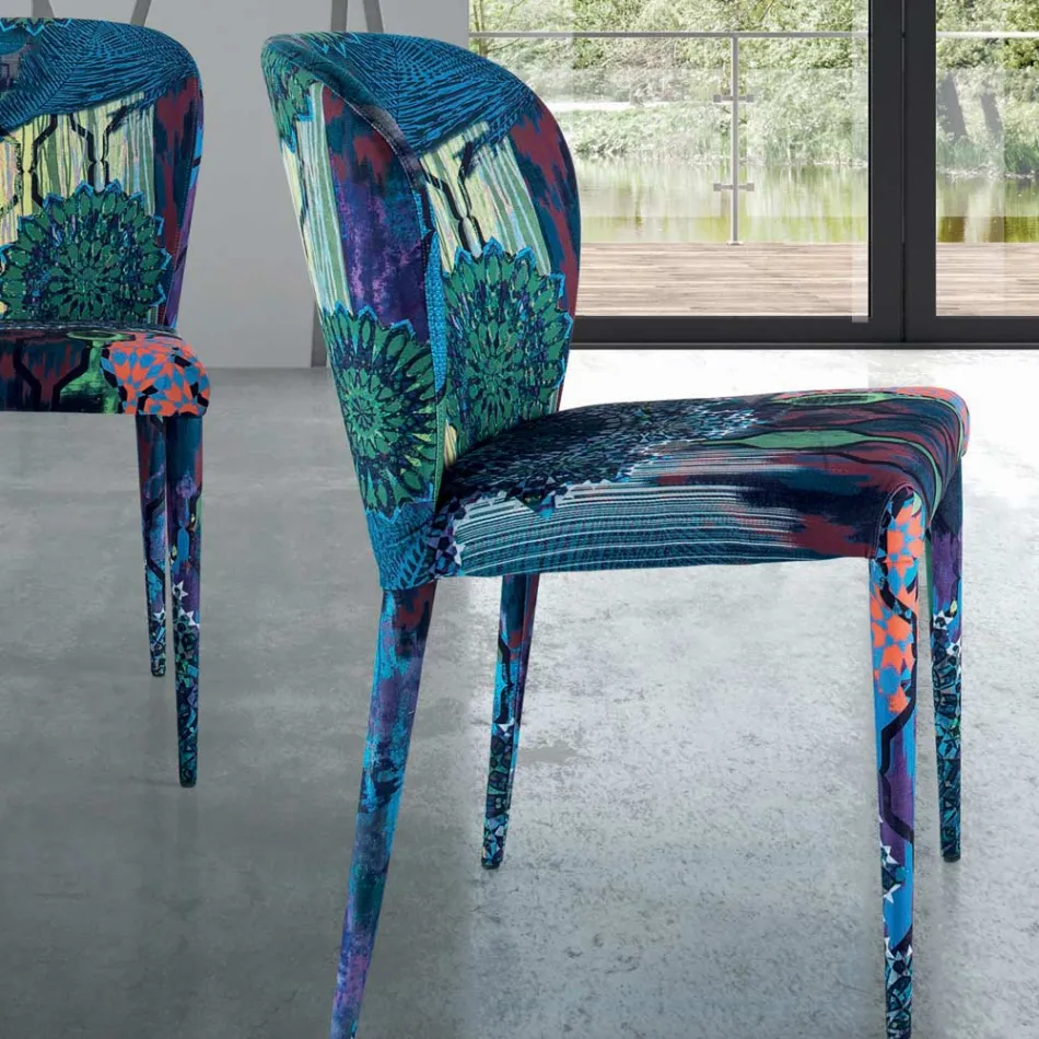 Silla de Comedor con Asiento y Patas Tapizadas Made in Italy - Verona viadurini
