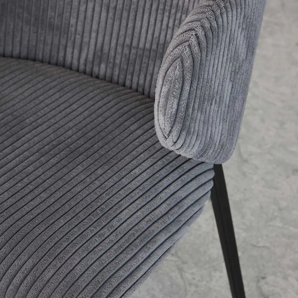 Silla de Comedor con Estructura de Metal y Asiento de Pana - Ridni viadurini