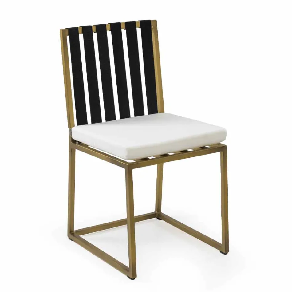 Silla de comedor exterior en aluminio y cuerda de diseño de lujo 3 acabados - Julie viadurini