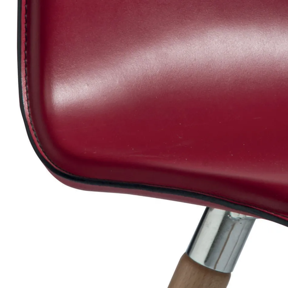 Silla de comedor en cuero regenerado con patas de madera Made in Italy - Luke viadurini