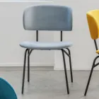 Silla de comedor de metal y terciopelo antimanchas, 2 piezas - Valnerina viadurini