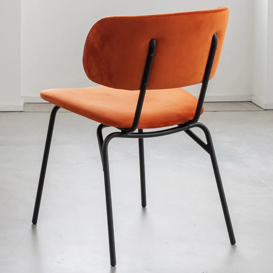 Silla de comedor de metal y terciopelo antimanchas, 2 piezas - Valnerina viadurini