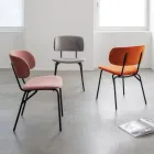 Silla de comedor de metal y terciopelo antimanchas, 2 piezas - Valnerina viadurini