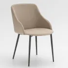 Silla de comedor de metal recubierta de microfibra Made in Italy - Suzanne viadurini