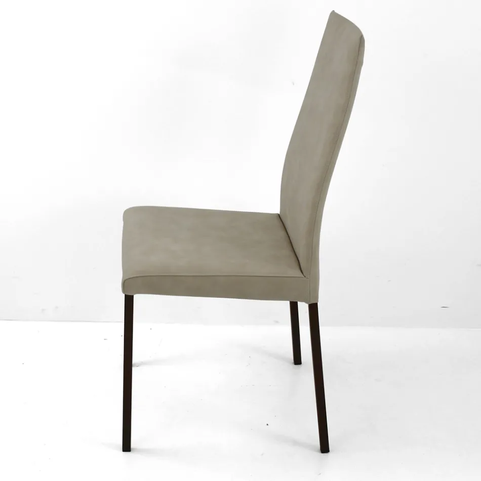 Silla de salón de piel sintética con patas lacadas Made in Italy - Roslin viadurini