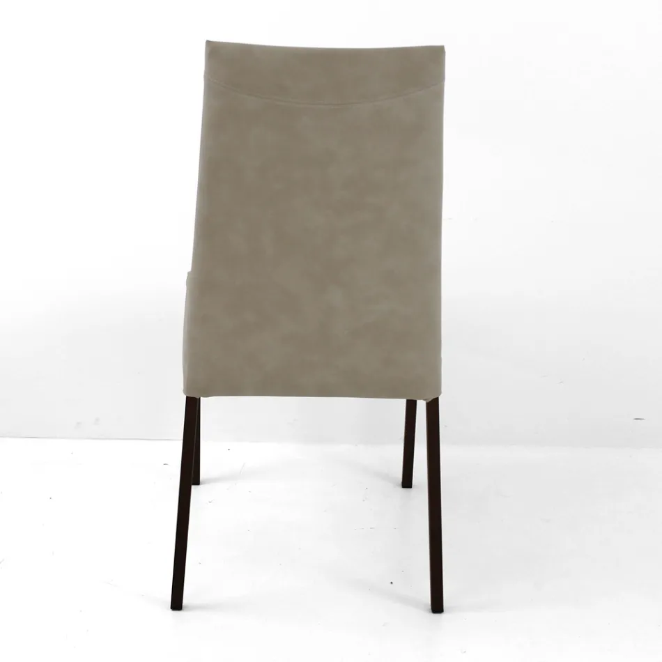Silla de salón de piel sintética con patas lacadas Made in Italy - Roslin viadurini