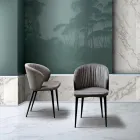 Silla de salón en tela y fresno de elegante diseño - Reginaldo viadurini