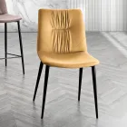 Silla de salón en tejido de fibra con efecto piel y metal Made in Italy - Gohan viadurini