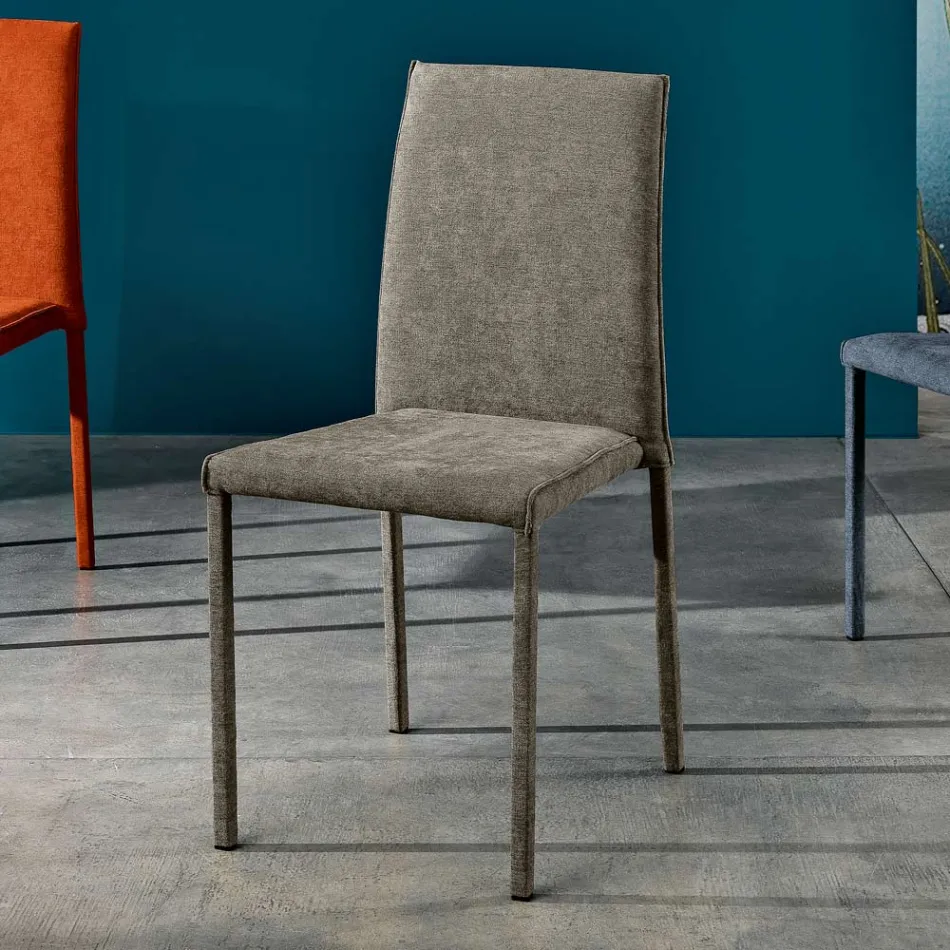 Silla de Salón Totalmente Tapizada en Tela Made in Italy - Rosetta viadurini