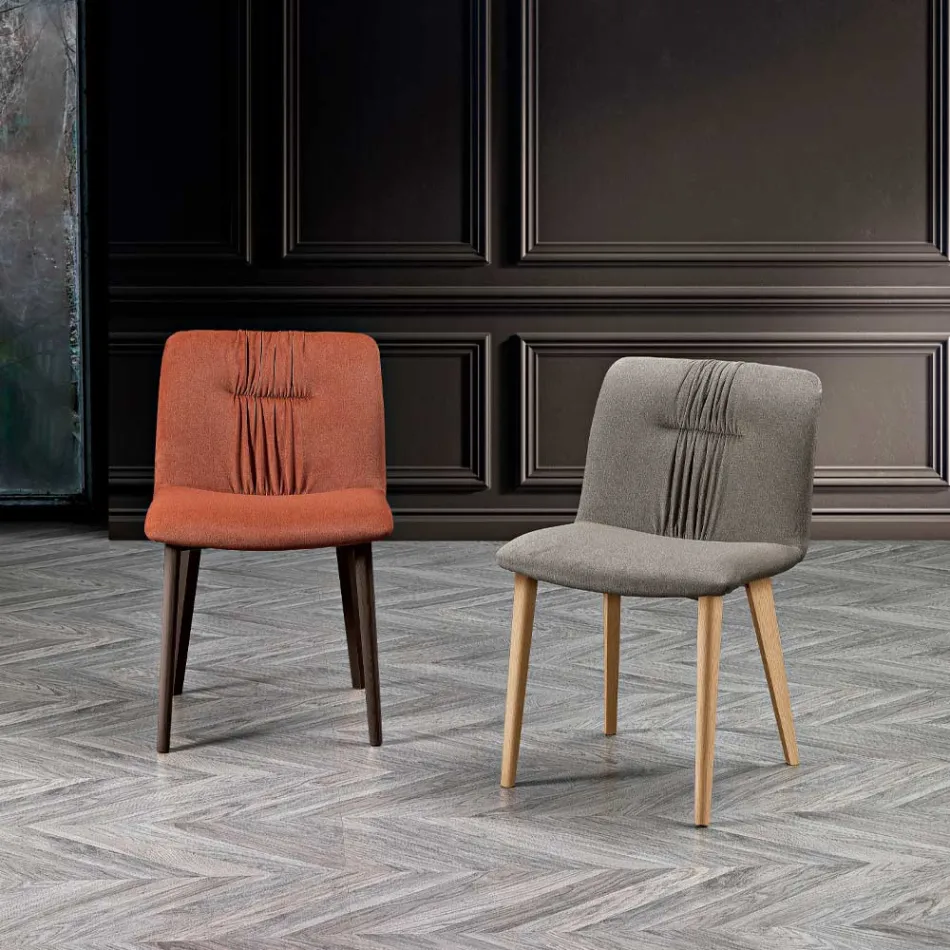 Silla de Salón Tapizada en Tela y Patas de Fresno Diseño - Florinda viadurini